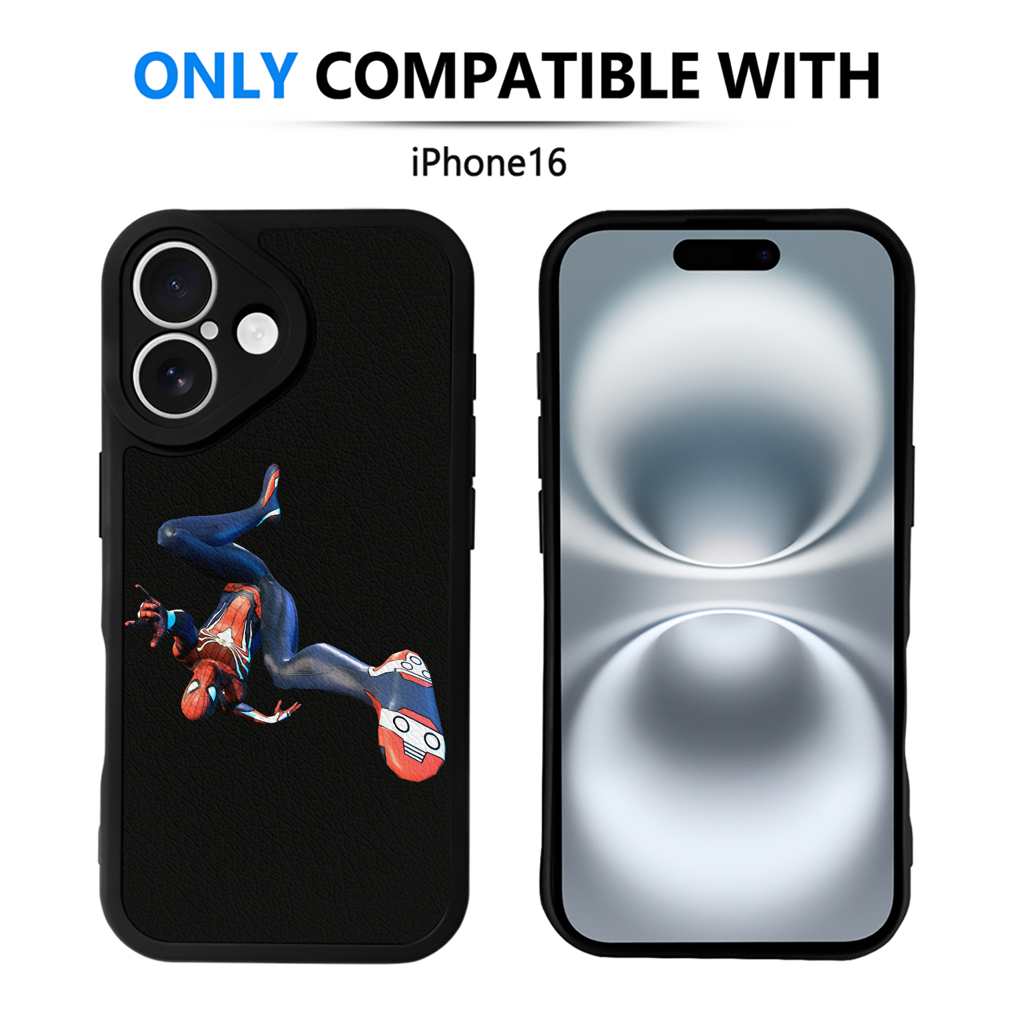 （画像用） Spider Man スパイダーマン 【iPhone 16シリーズ対応】シリコンスマホケース（レザー調） 材質：シリコン